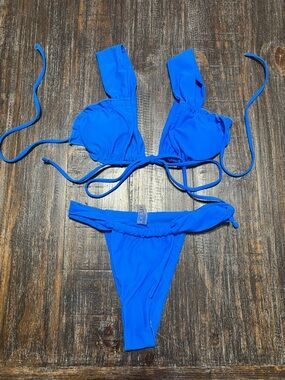 NWOT Bright Blue Women's Tie-Back Bikini Set